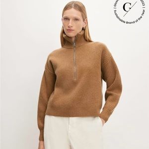 Everlane Felted Merino Half-Zip Deep Camel